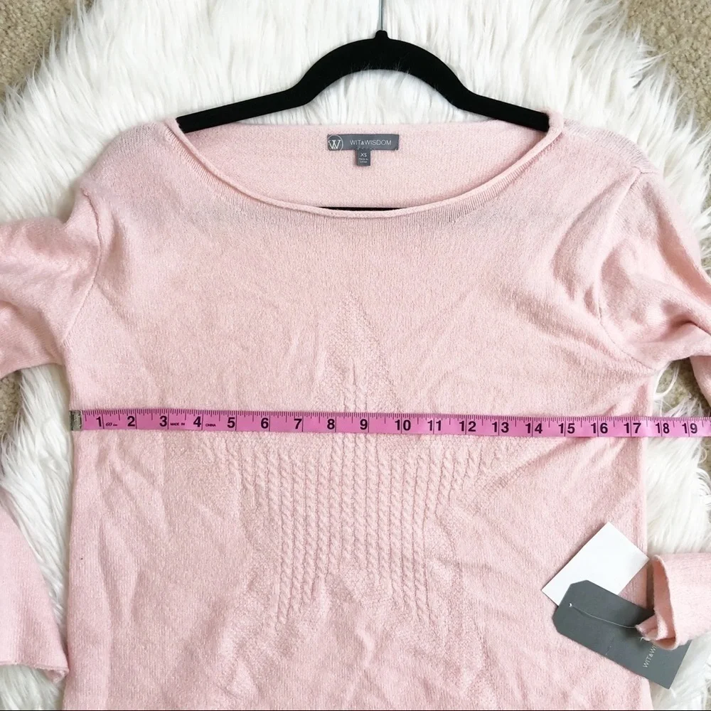 New Wit & Wisdom Cable Knit Star Sweater in Whisper Pink